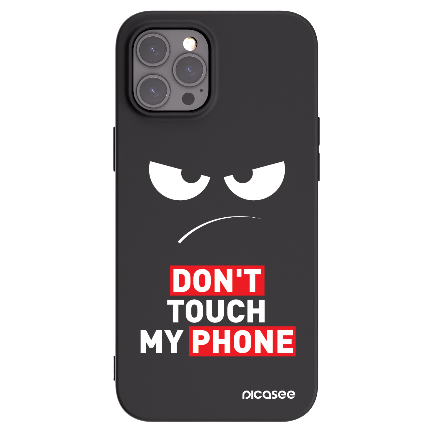 Picasee fekete szilikon tok az alábbi mobiltelefonokra Apple iPhone 12 Pro Max - Angry Eyes - Transparent