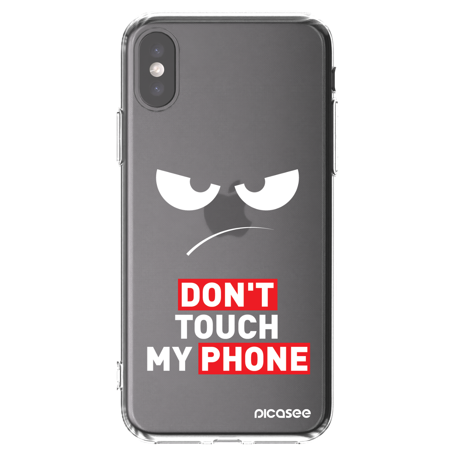 Picasee átlátszó szilikon tok az alábbi mobiltelefonokra Apple iPhone X/XS - Angry Eyes - Transparent