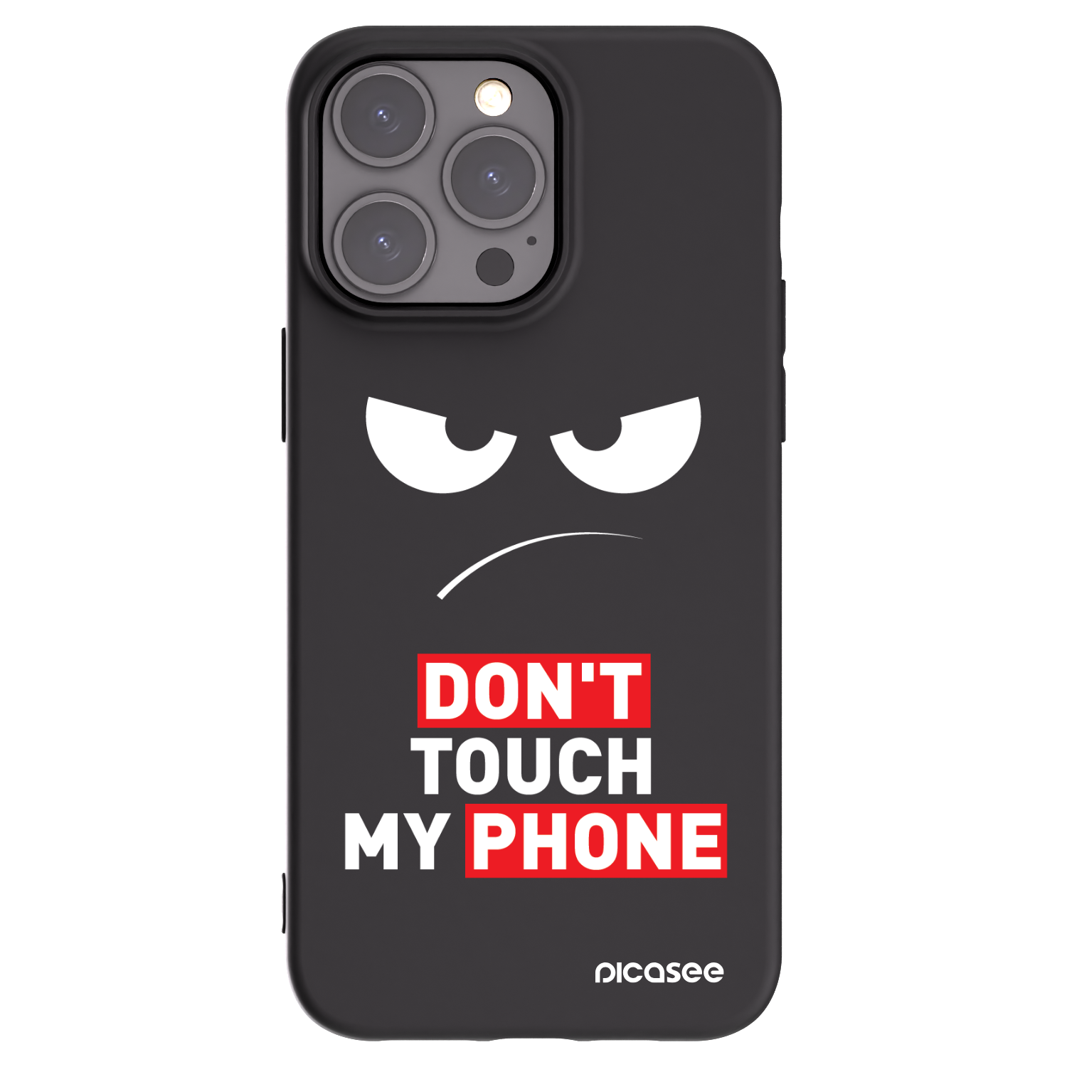 Picasee fekete szilikon tok az alábbi mobiltelefonokra Apple iPhone 15 Pro Max - Angry Eyes - Transparent