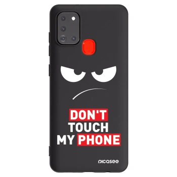 Picasee fekete szilikon tok az alábbi mobiltelefonokra Samsung Galaxy A21s - Angry Eyes - Transparent