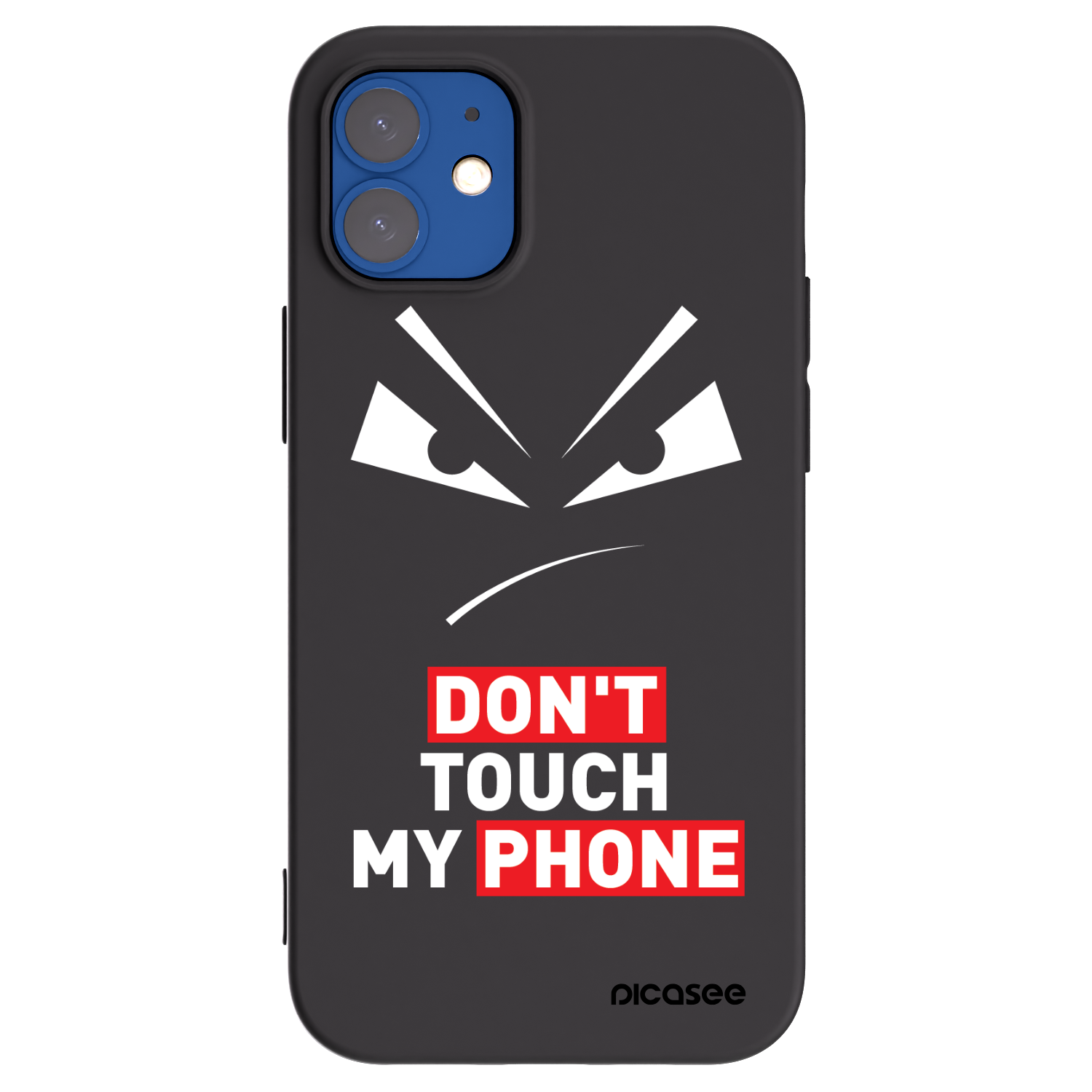 Picasee fekete szilikon tok az alábbi mobiltelefonokra Apple iPhone 12 mini - Evil Eye - Transparent