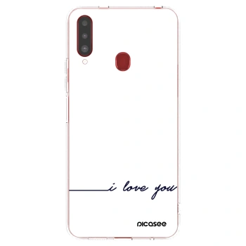 Picasee átlátszó szilikon tok az alábbi mobiltelefonokra Samsung Galaxy A20s - I love you