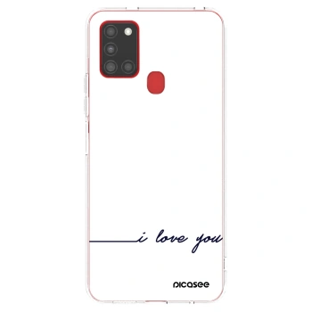 Picasee átlátszó szilikon tok az alábbi mobiltelefonokra Samsung Galaxy A21s - I love you