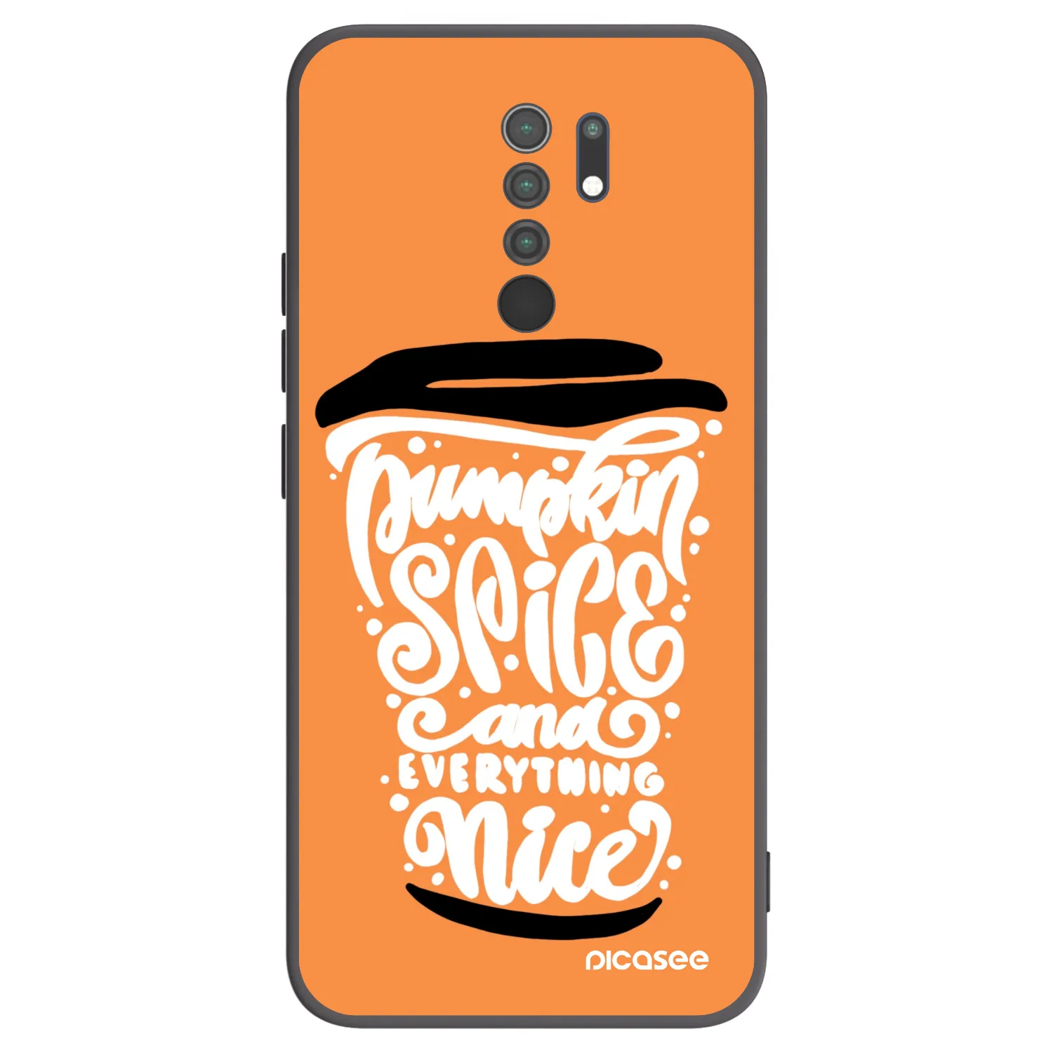 Picasee fekete szilikon tok az alábbi mobiltelefonokra Xiaomi Redmi 9 - Pumpkin coffee
