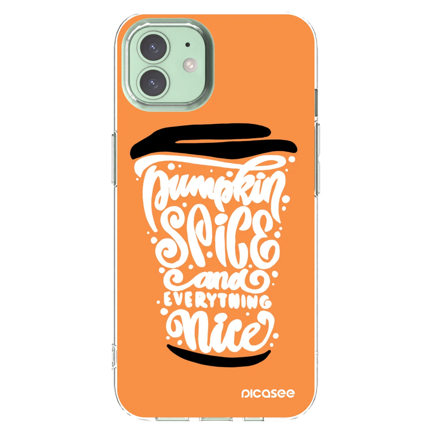 Picasee átlátszó szilikon tok az alábbi mobiltelefonokra Apple iPhone 12 - Pumpkin coffee