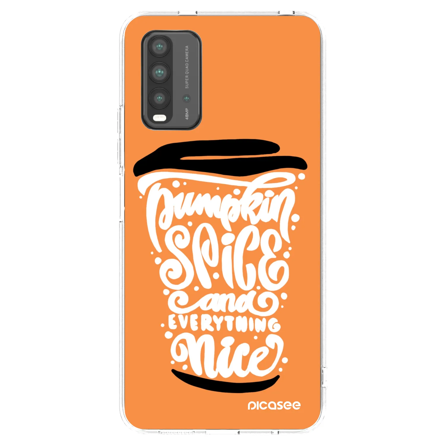 Picasee fekete szilikon tok az alábbi mobiltelefonokra Xiaomi Redmi 9T - Pumpkin coffee