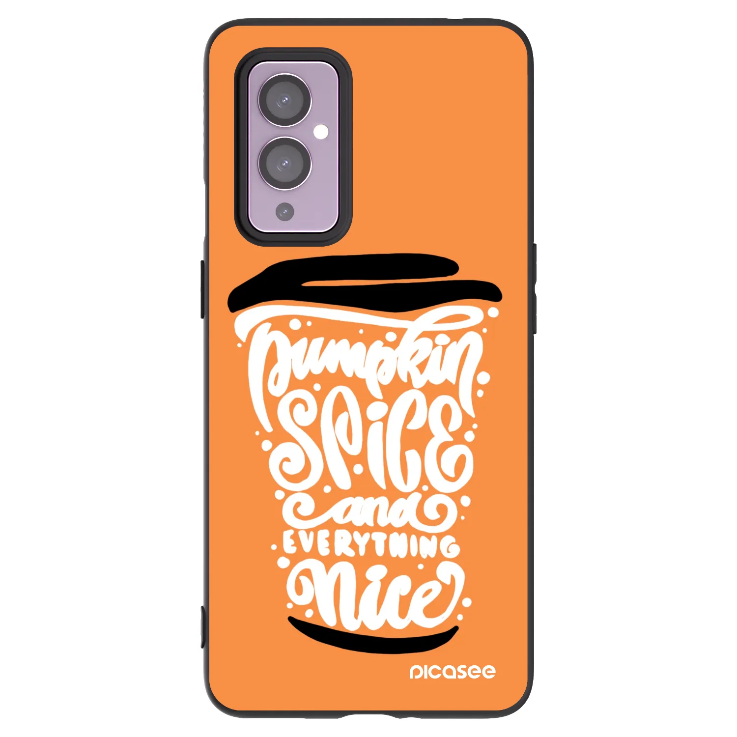 Picasee fekete szilikon tok az alábbi mobiltelefonokra OnePlus 9 - Pumpkin coffee