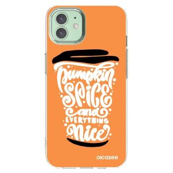 Picasee átlátszó szilikon tok az alábbi mobiltelefonokra Apple iPhone 12 - Pumpkin coffee