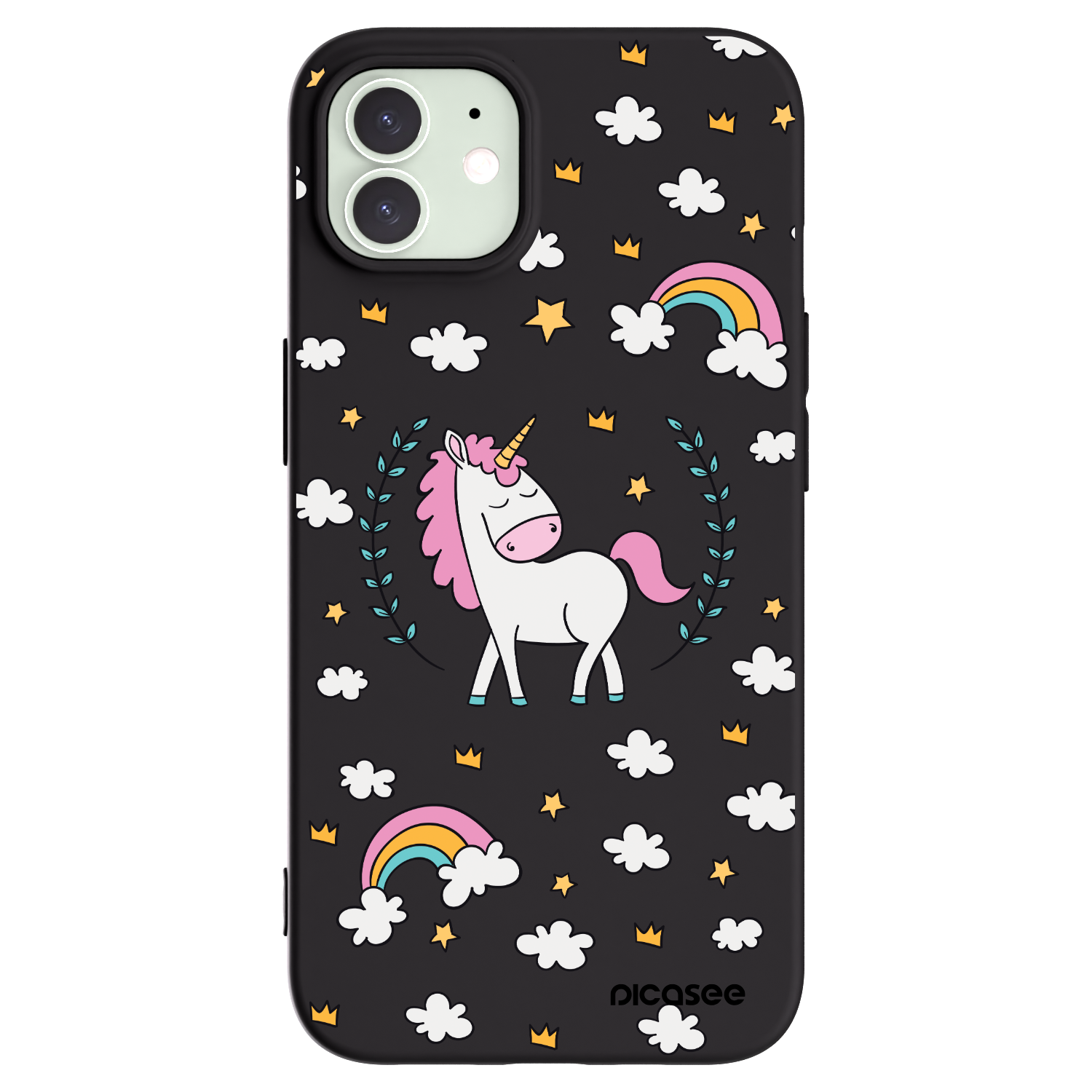 Picasee fekete szilikon tok az alábbi mobiltelefonokra Apple iPhone 12 - Unicorn star heaven