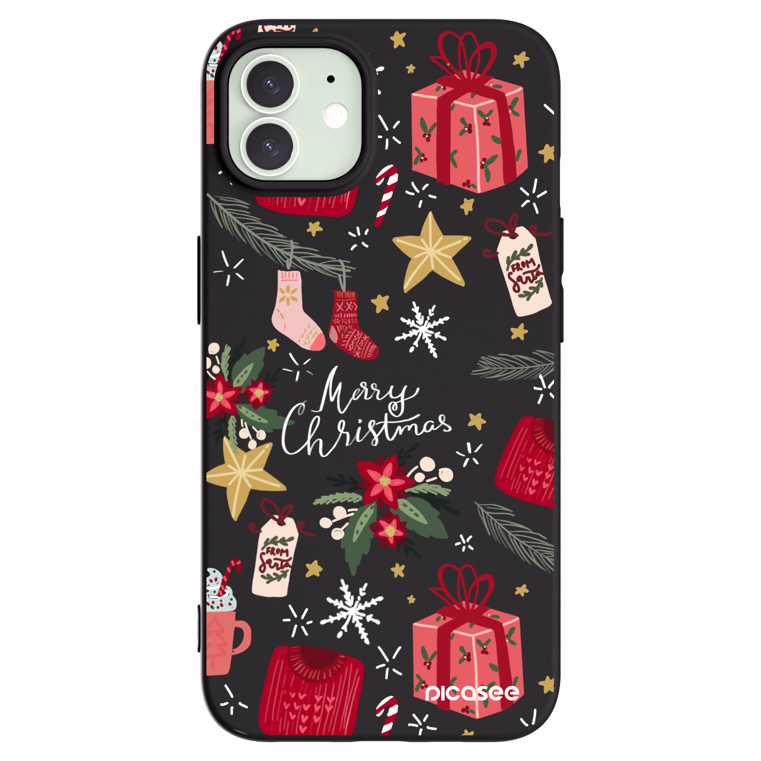 Picasee fekete szilikon tok az alábbi mobiltelefonokra Apple iPhone 12 - Christmas