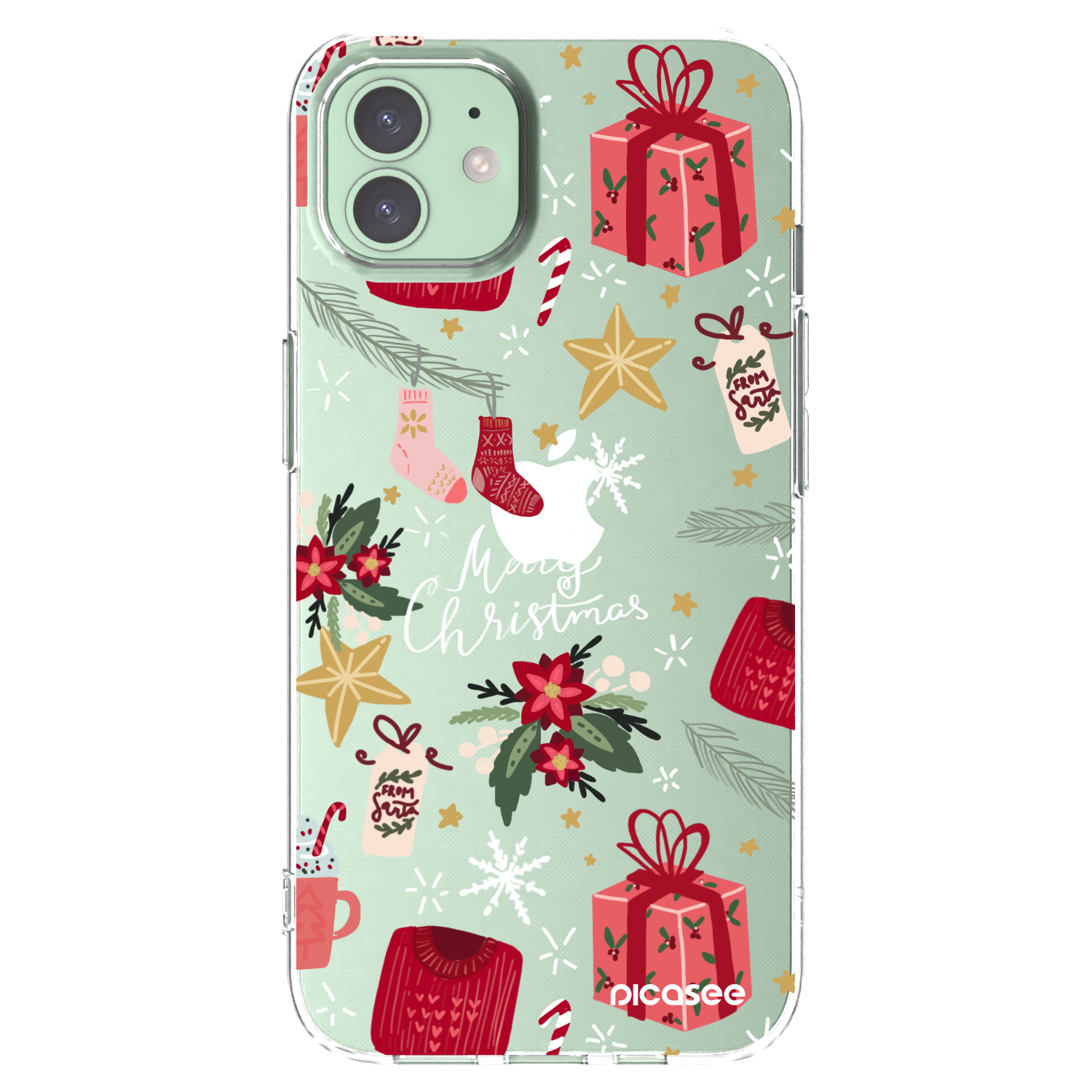 Picasee átlátszó szilikon tok az alábbi mobiltelefonokra Apple iPhone 12 - Christmas