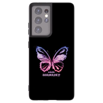 Picasee fekete szilikon tok az alábbi mobiltelefonokra Samsung Galaxy S21 Ultra 5G G998B - Diamanty Purple