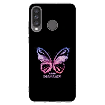 Picasee átlátszó szilikon tok az alábbi mobiltelefonokra Huawei P30 Lite - Diamanty Purple