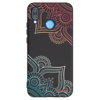Picasee fekete szilikon tok az alábbi mobiltelefonokra Huawei P20 Lite - Flowers pattern