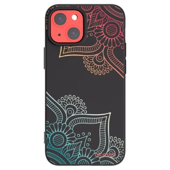 Picasee fekete szilikon tok az alábbi mobiltelefonokra Apple iPhone 13 mini - Flowers pattern
