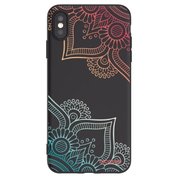 Picasee fekete szilikon tok az alábbi mobiltelefonokra Apple iPhone XS Max - Flowers pattern