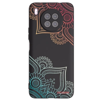 Picasee fekete szilikon tok az alábbi mobiltelefonokra Huawei Nova 8i - Flowers pattern
