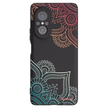 Picasee fekete szilikon tok az alábbi mobiltelefonokra Huawei Nova 9 SE - Flowers pattern