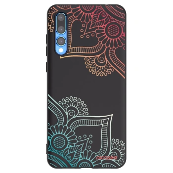 Picasee fekete szilikon tok az alábbi mobiltelefonokra Huawei P20 Pro - Flowers pattern