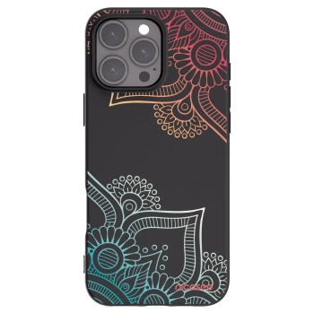 Picasee fekete szilikon tok az alábbi mobiltelefonokra Apple iPhone 16 Pro Max - Flowers pattern