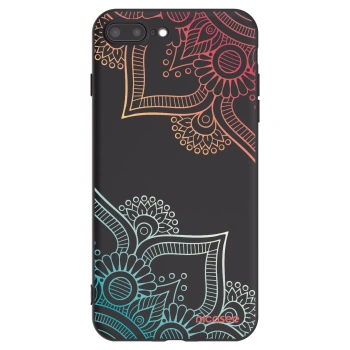 Picasee fekete szilikon tok az alábbi mobiltelefonokra Apple iPhone 7 Plus - Flowers pattern