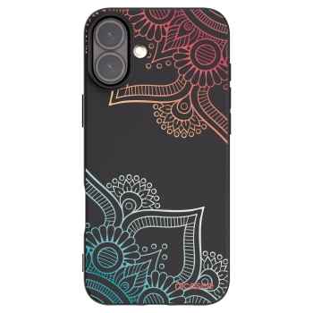 Picasee fekete szilikon tok az alábbi mobiltelefonokra Apple iPhone 16 Plus - Flowers pattern