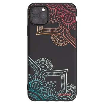 Picasee fekete szilikon tok az alábbi mobiltelefonokra Apple iPhone 11 Pro Max - Flowers pattern