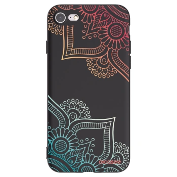 Picasee fekete szilikon tok az alábbi mobiltelefonokra Apple iPhone SE 2020 - Flowers pattern