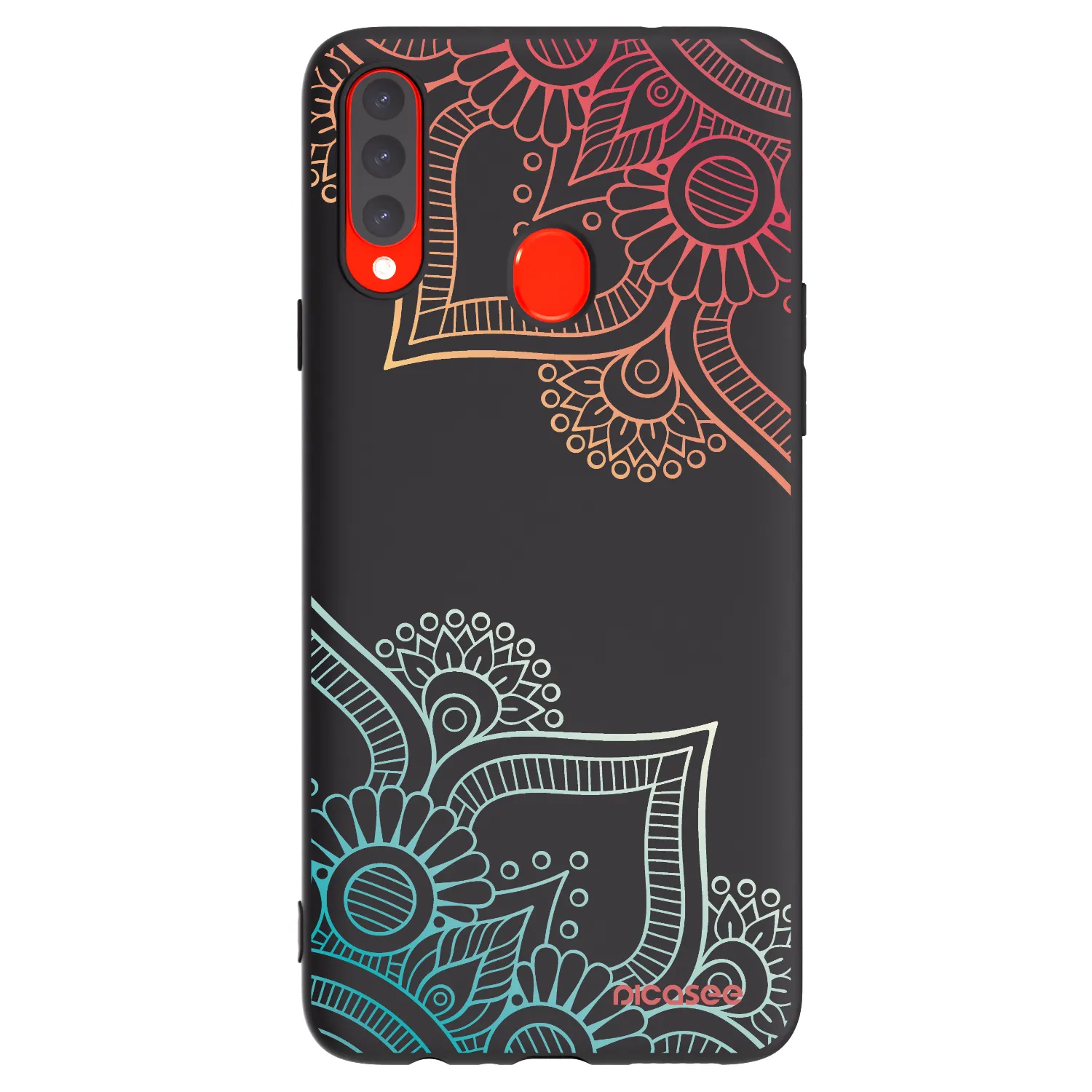 Picasee fekete szilikon tok az alábbi mobiltelefonokra Samsung Galaxy A20s - Flowers pattern
