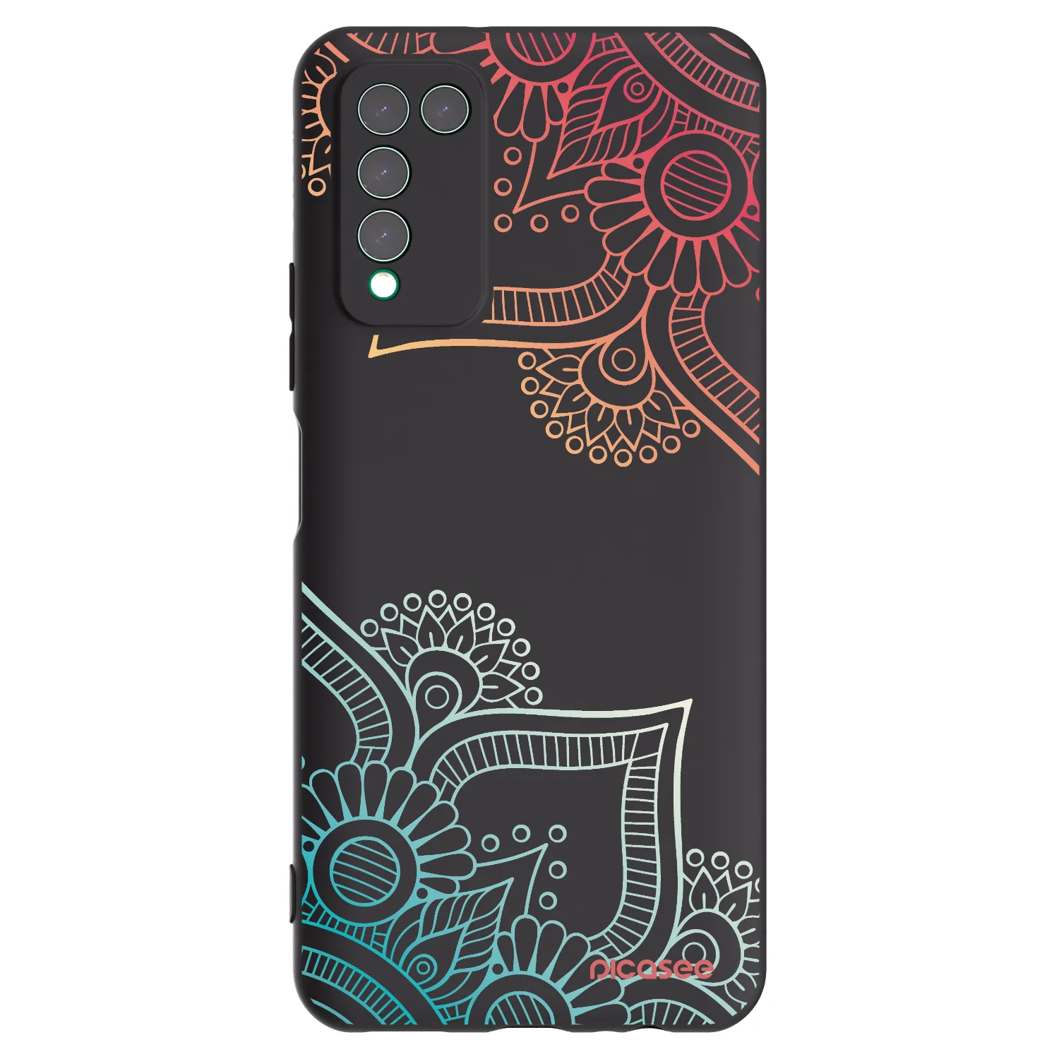 Picasee fekete szilikon tok az alábbi mobiltelefonokra Honor 10X Lite - Flowers pattern