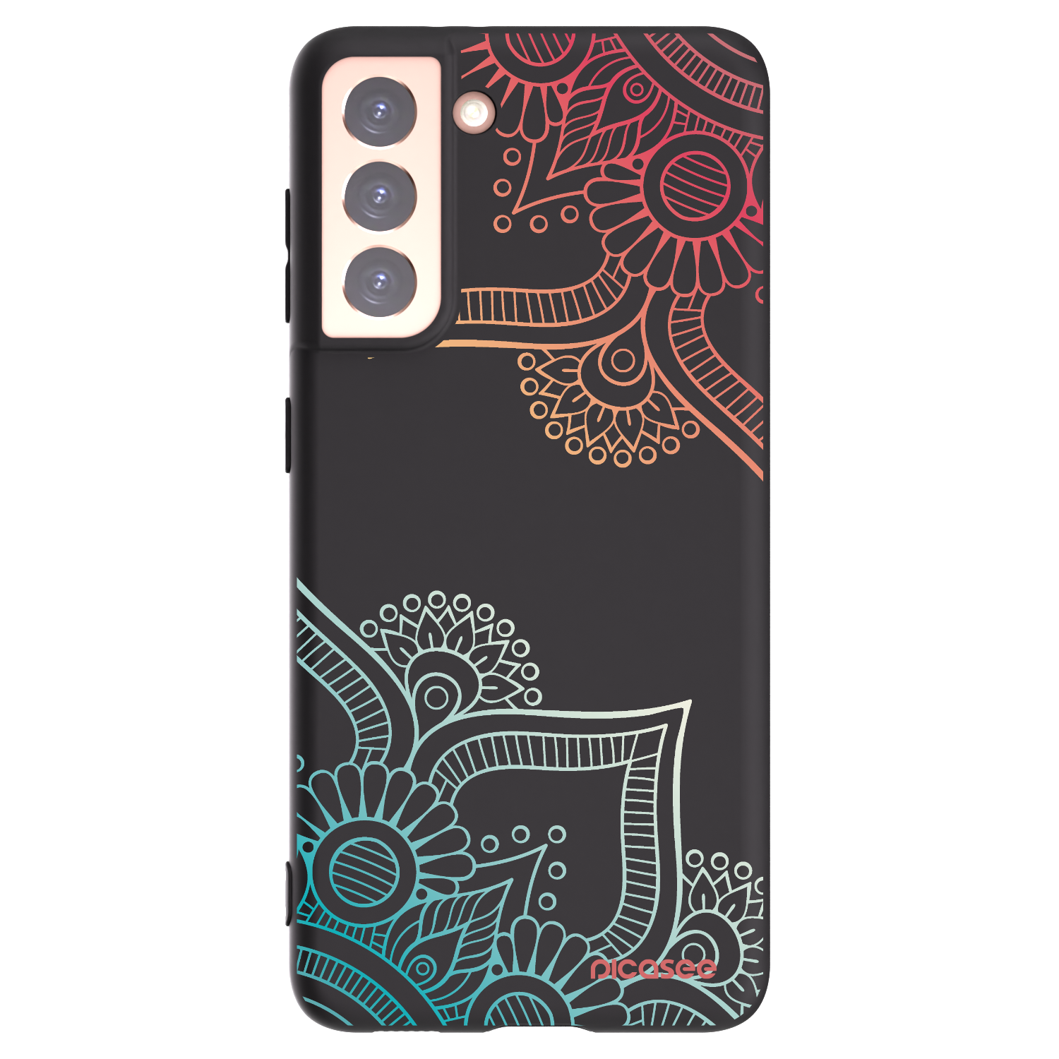 Picasee fekete szilikon tok az alábbi mobiltelefonokra Samsung Galaxy S21 5G G991B - Flowers pattern