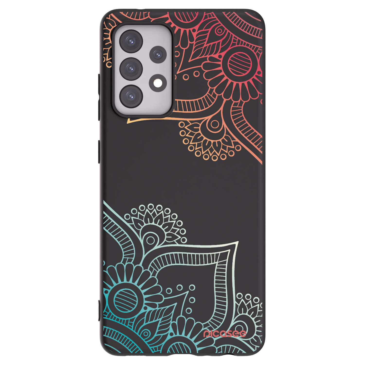 Picasee fekete szilikon tok az alábbi mobiltelefonokra Samsung Galaxy A52 5G A525F - Flowers pattern