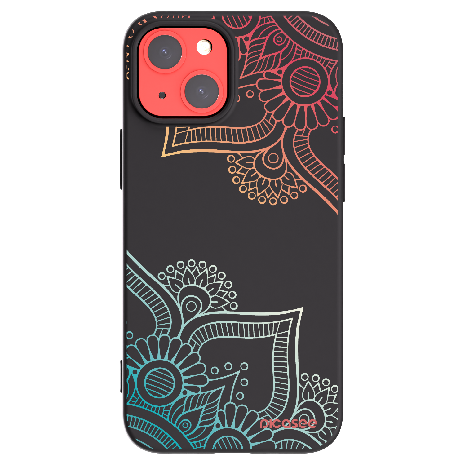 Picasee fekete szilikon tok az alábbi mobiltelefonokra Apple iPhone 13 mini - Flowers pattern