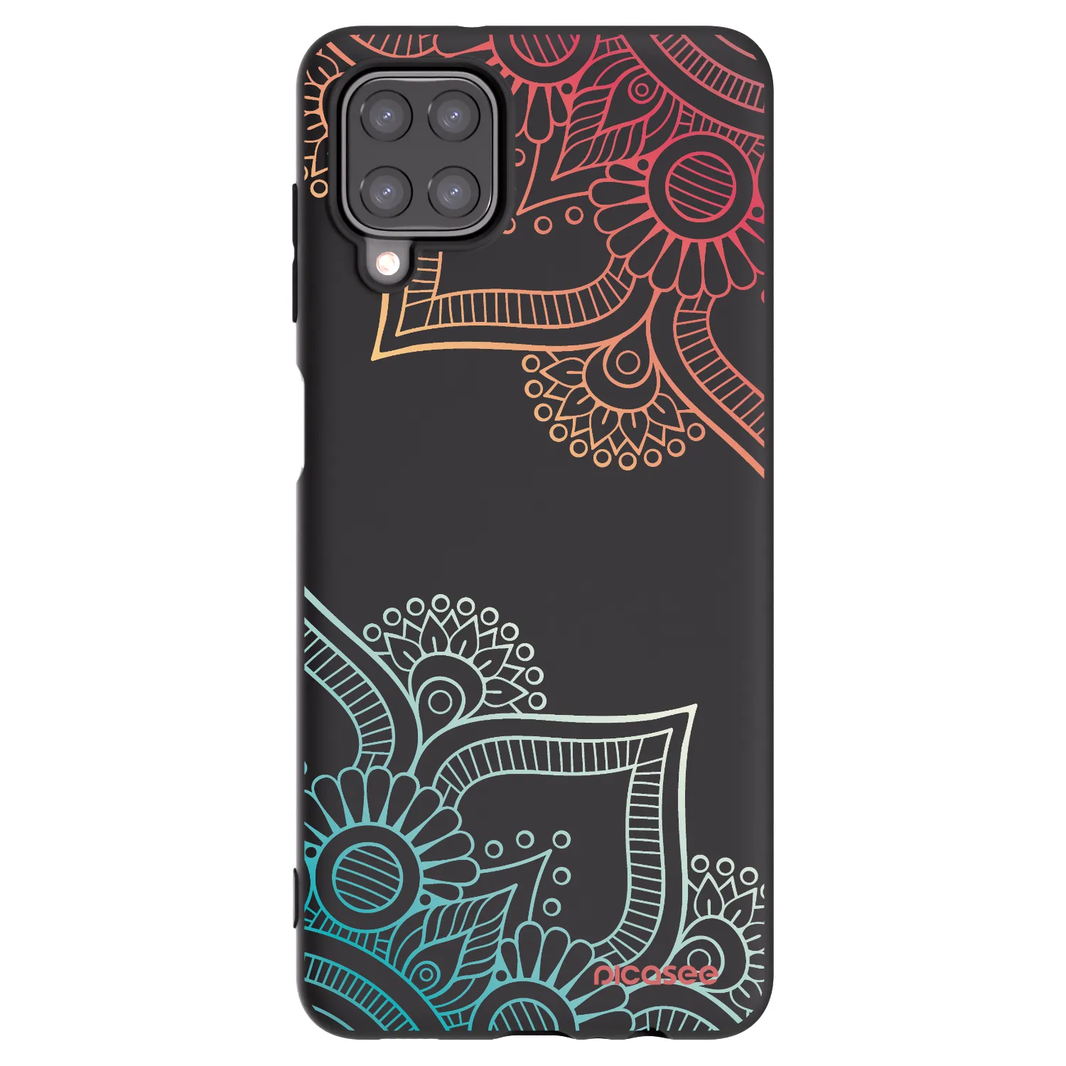 Picasee fekete szilikon tok az alábbi mobiltelefonokra Samsung Galaxy M12 M127F - Flowers pattern