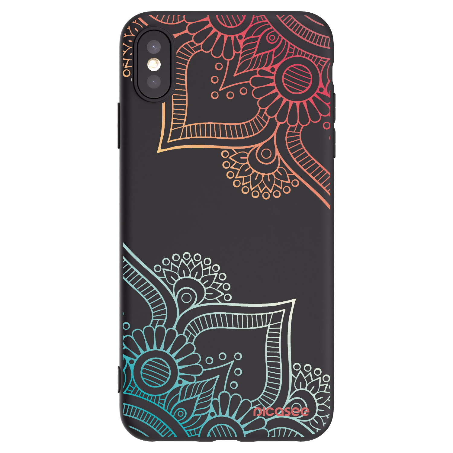 Picasee fekete szilikon tok az alábbi mobiltelefonokra Apple iPhone XS Max - Flowers pattern