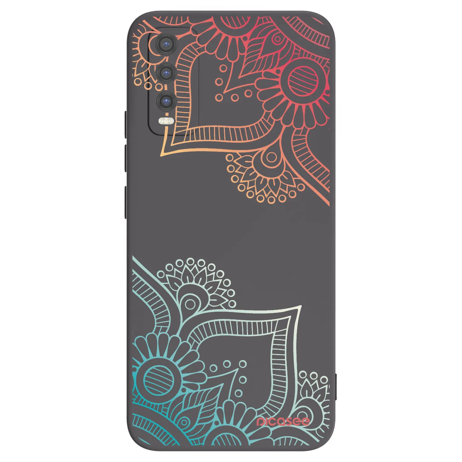 Picasee fekete szilikon tok az alábbi mobiltelefonokra Vivo Y20s - Flowers pattern