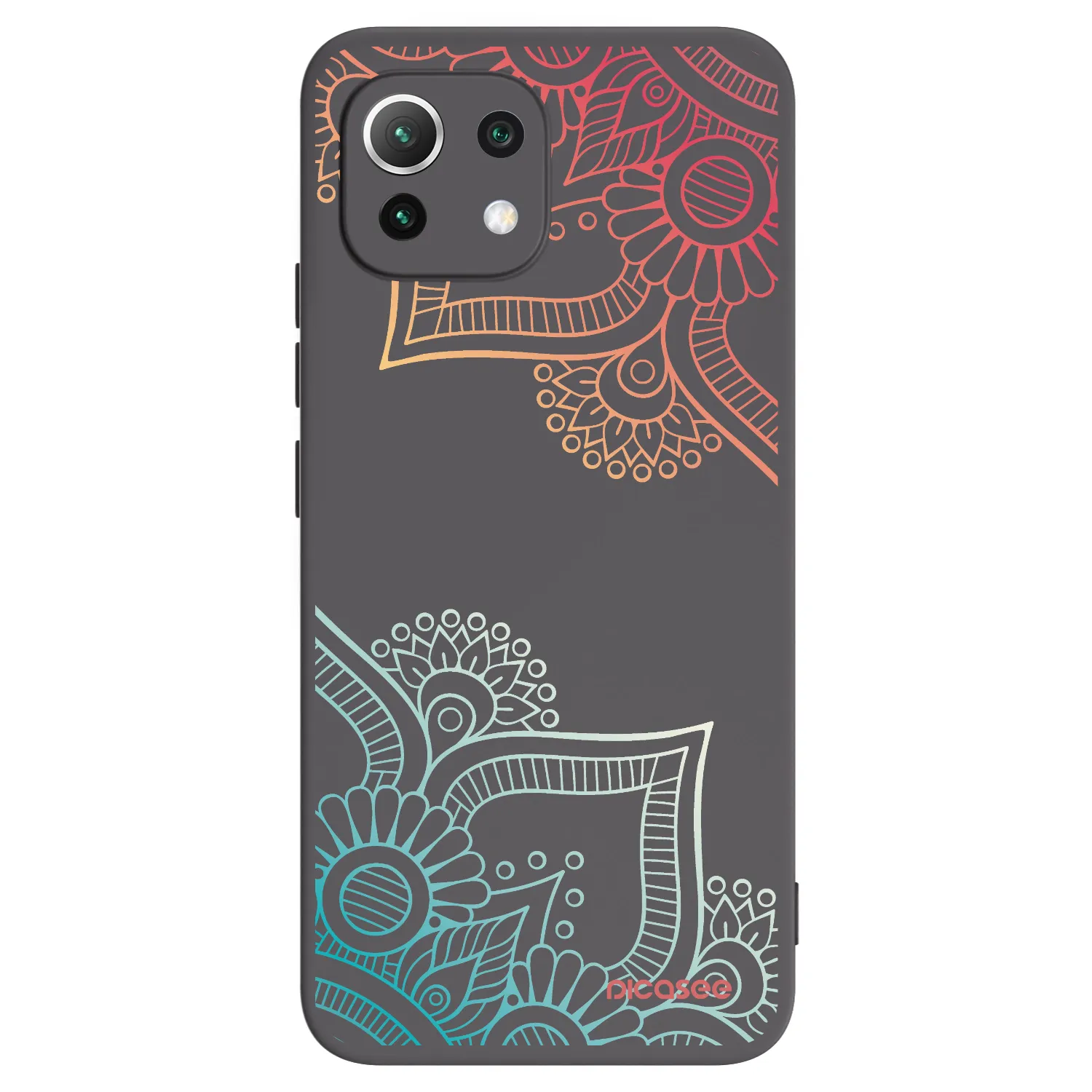 Picasee fekete szilikon tok az alábbi mobiltelefonokra Xiaomi 11 Lite 5G NE - Flowers pattern