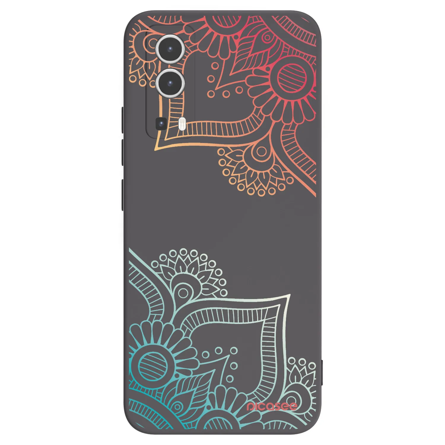 Picasee fekete szilikon tok az alábbi mobiltelefonokra Vivo Y72 5G - Flowers pattern