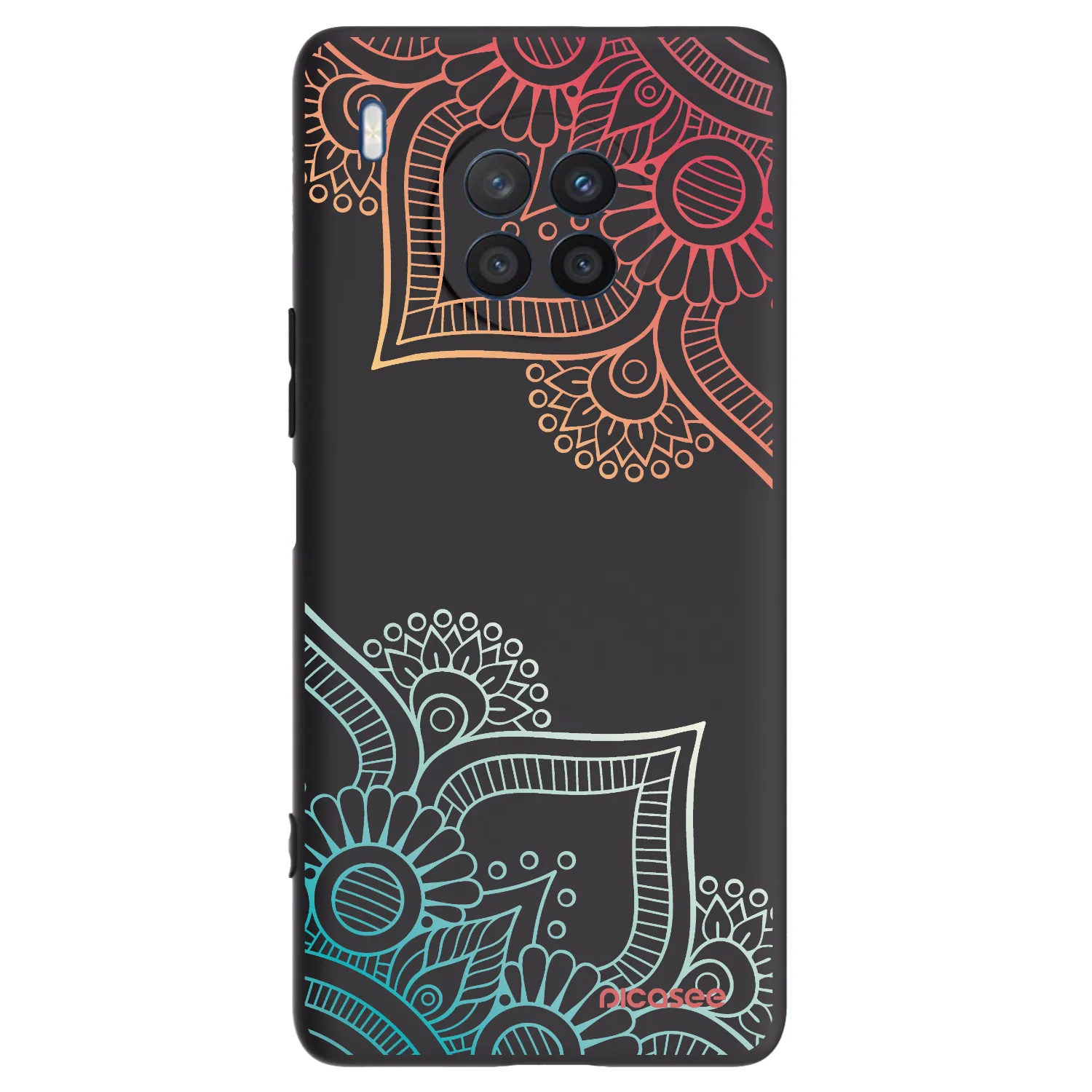 Picasee fekete szilikon tok az alábbi mobiltelefonokra Honor 50 Lite - Flowers pattern