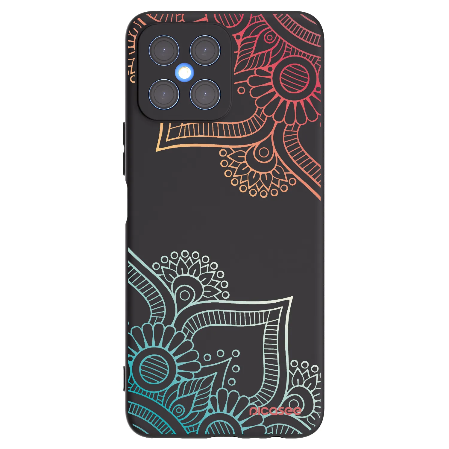 Picasee fekete szilikon tok az alábbi mobiltelefonokra Honor X8 4G - Flowers pattern