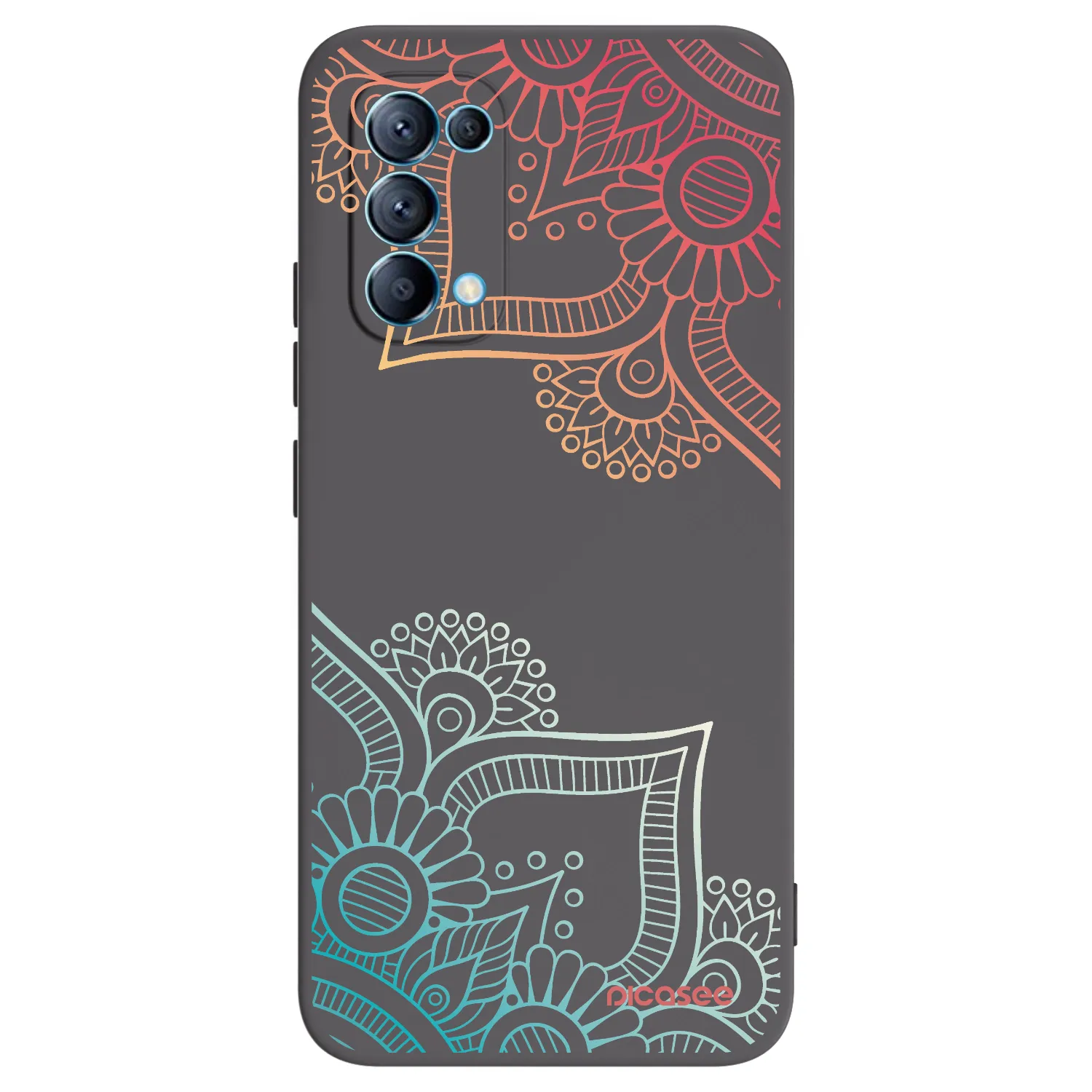 Picasee fekete szilikon tok az alábbi mobiltelefonokra OPPO Reno 5 5G - Flowers pattern
