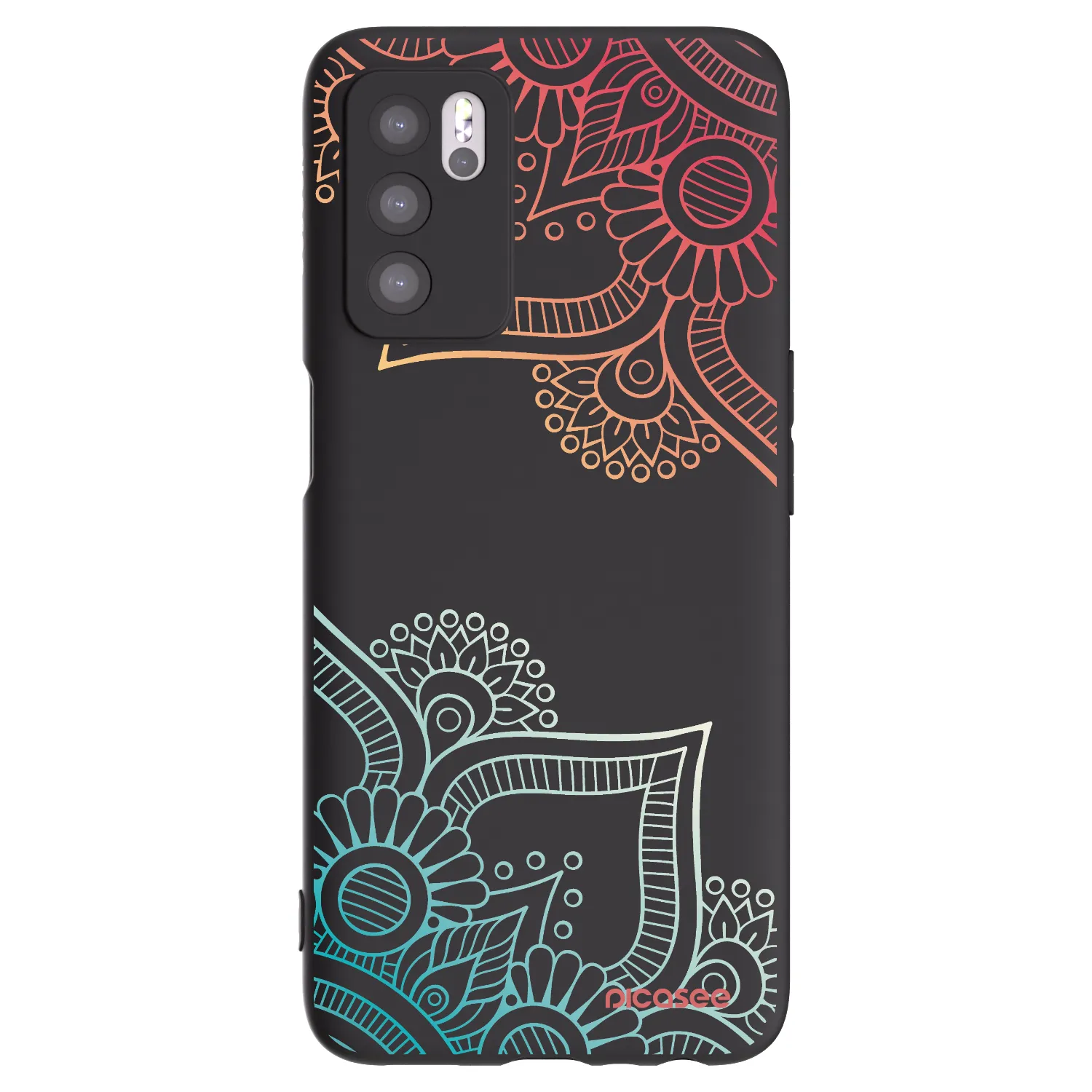 Picasee fekete szilikon tok az alábbi mobiltelefonokra OPPO A16 - Flowers pattern