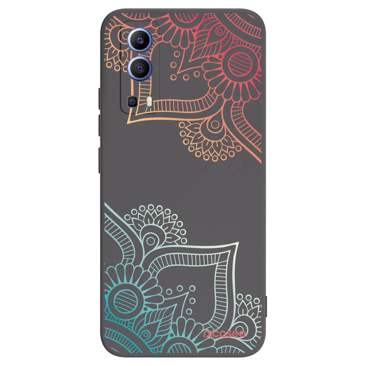 Picasee fekete szilikon tok az alábbi mobiltelefonokra Vivo Y52 5G - Flowers pattern