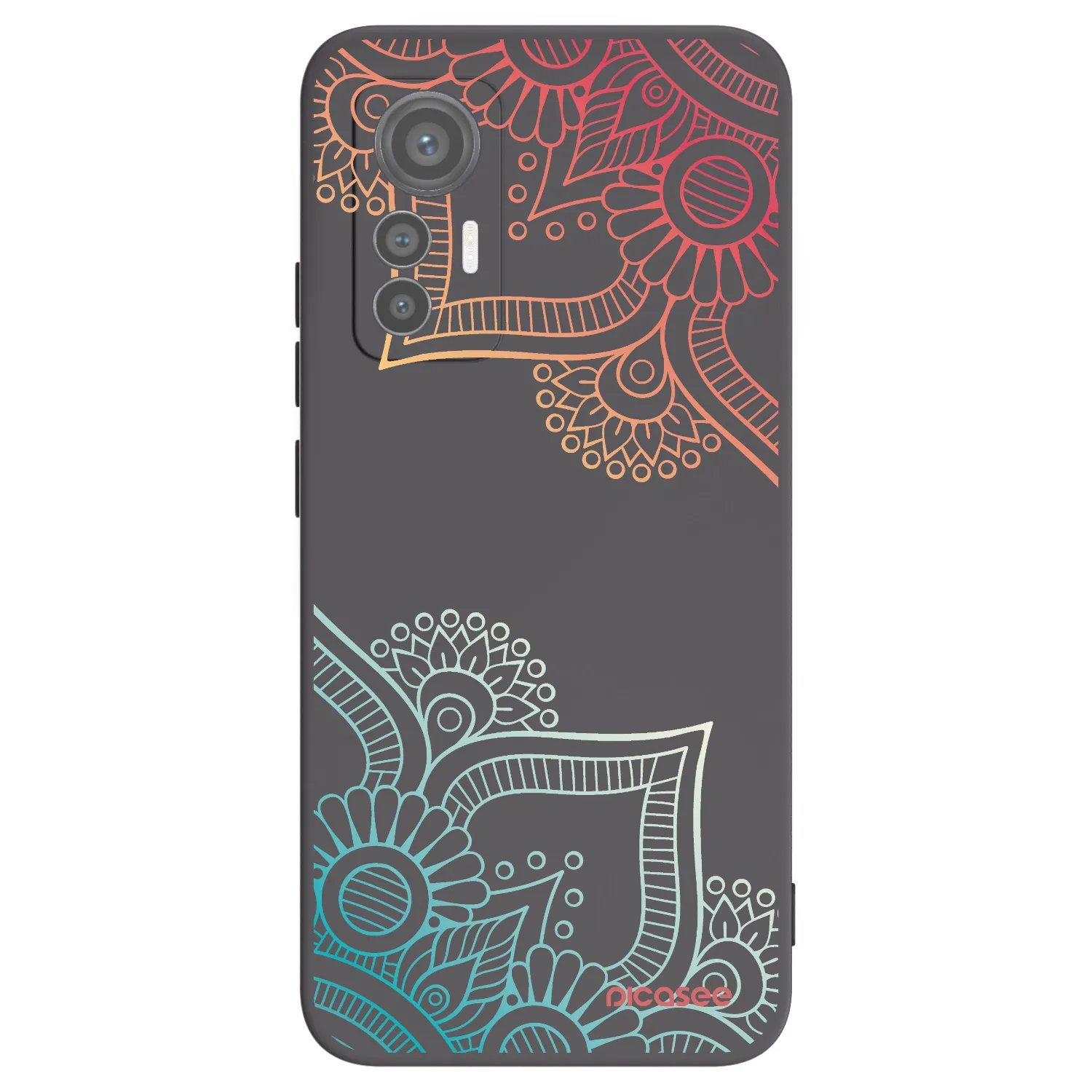 Picasee fekete szilikon tok az alábbi mobiltelefonokra Xiaomi 12 Lite - Flowers pattern