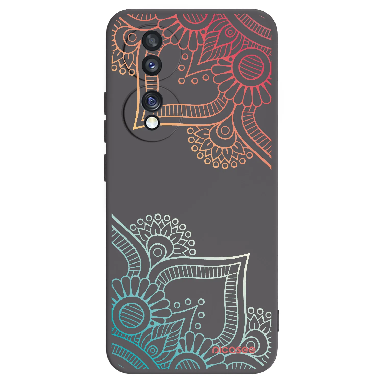 Picasee fekete szilikon tok az alábbi mobiltelefonokra Honor 70 - Flowers pattern