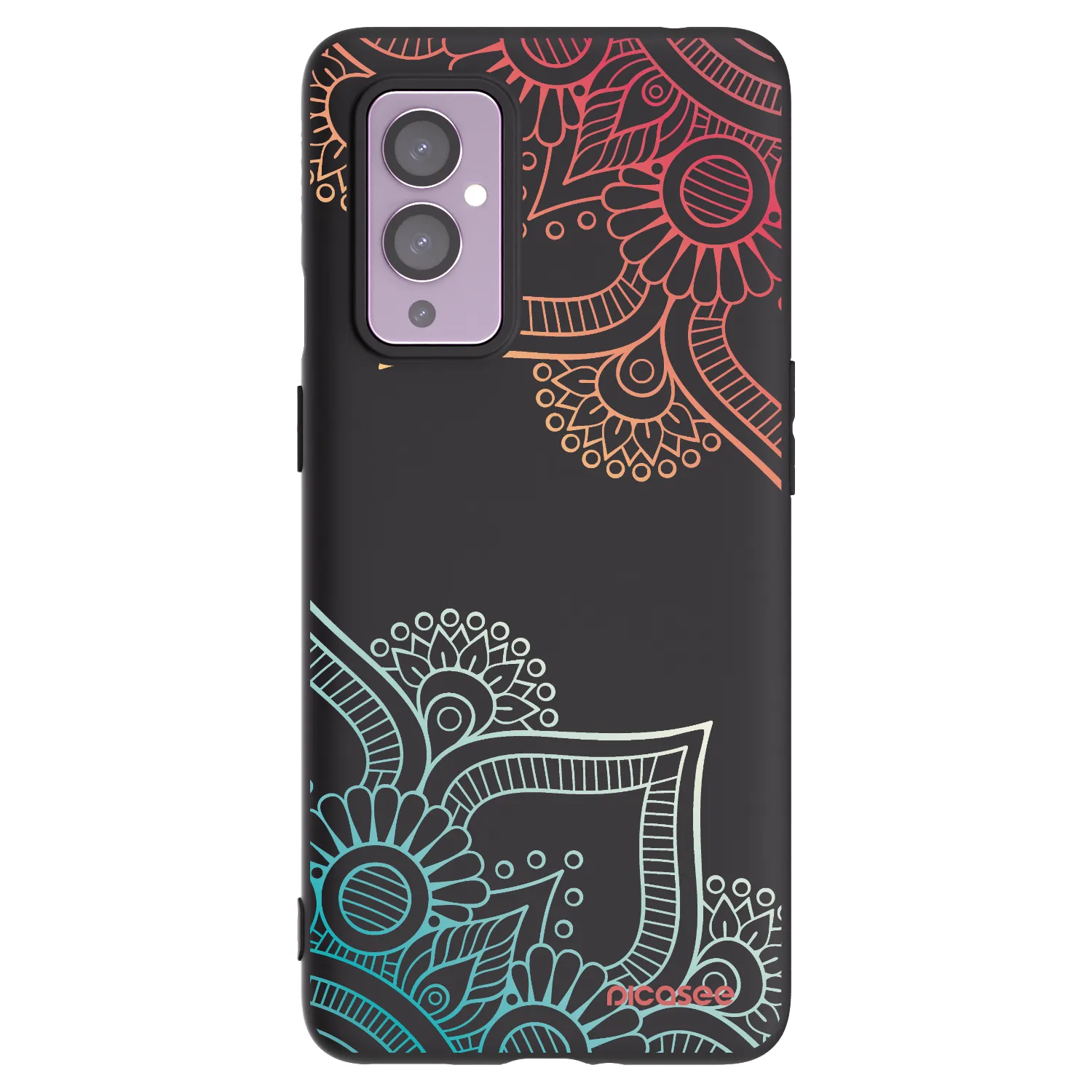 Picasee fekete szilikon tok az alábbi mobiltelefonokra OnePlus 9 - Flowers pattern