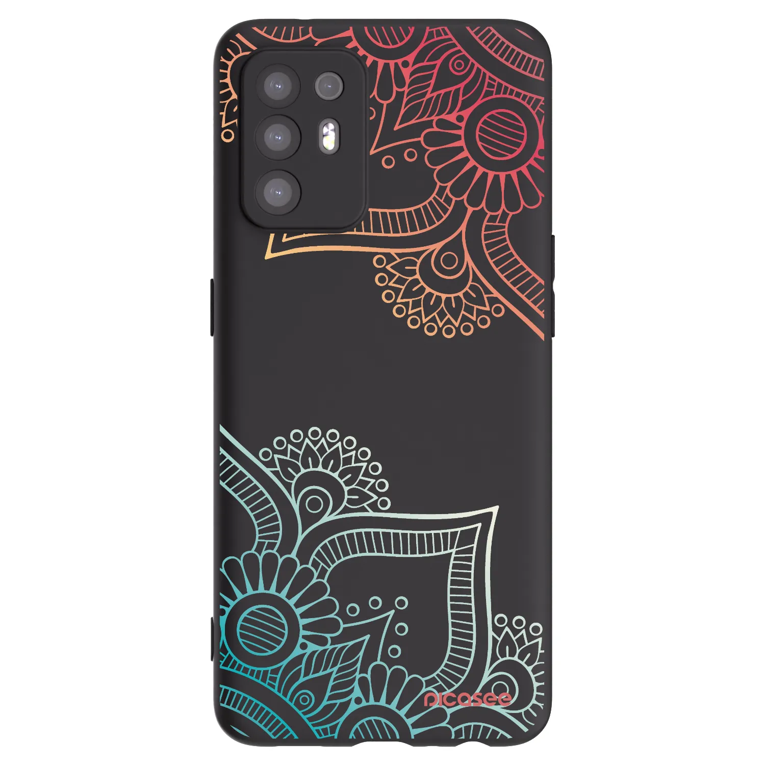 Picasee fekete szilikon tok az alábbi mobiltelefonokra OPPO A94 5G - Flowers pattern