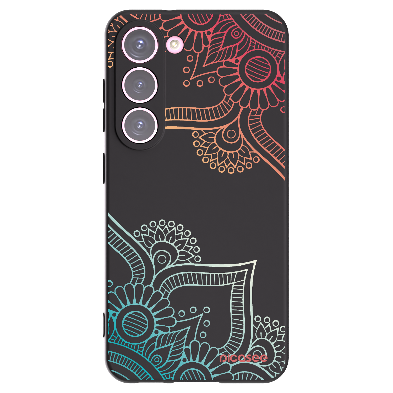 Picasee fekete szilikon tok az alábbi mobiltelefonokra Samsung Galaxy S23 5G - Flowers pattern