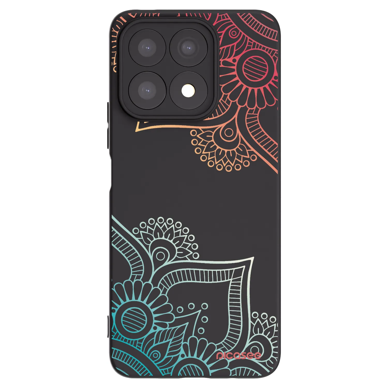 Picasee fekete szilikon tok az alábbi mobiltelefonokra Honor X8a - Flowers pattern