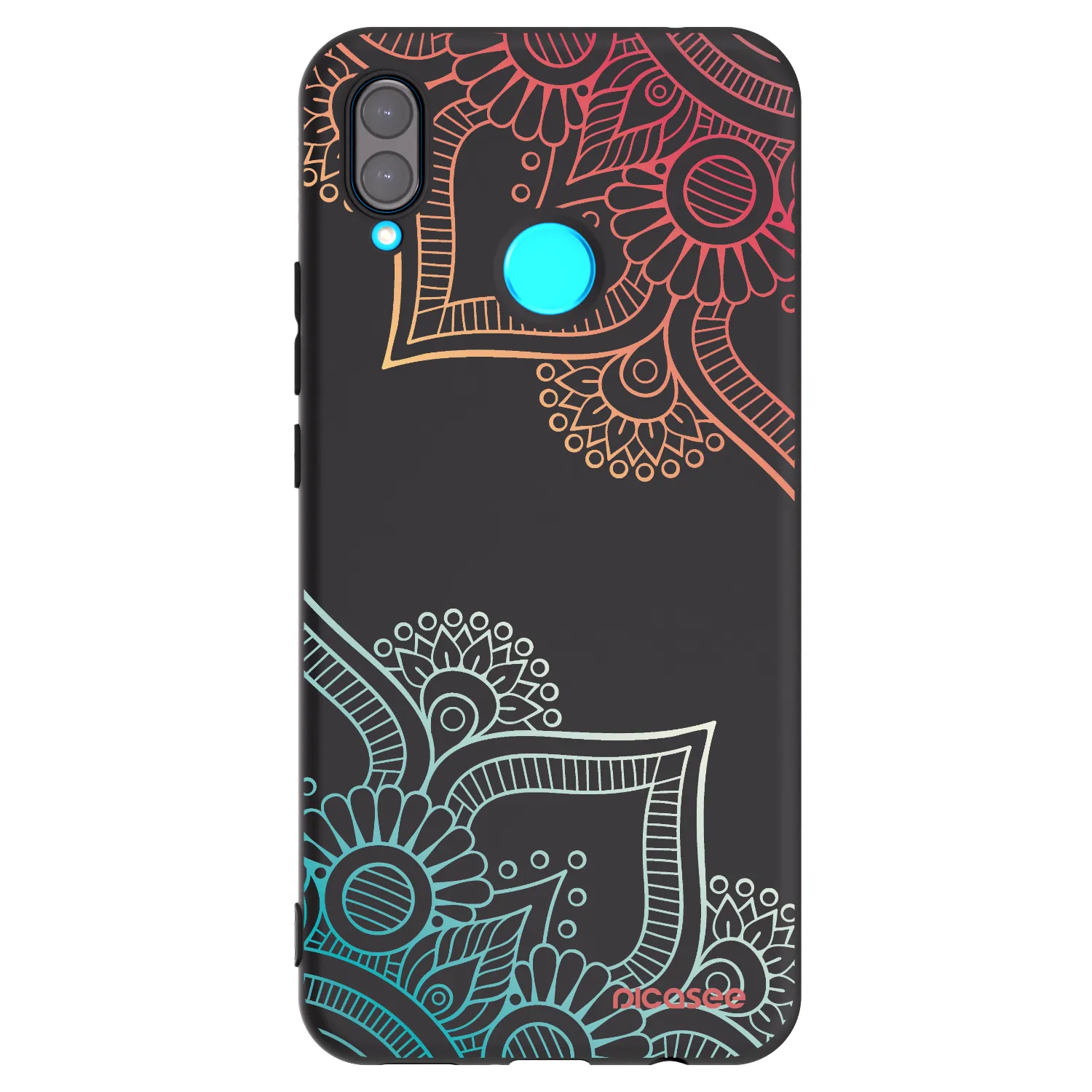 Picasee fekete szilikon tok az alábbi mobiltelefonokra Huawei Nova 3i - Flowers pattern